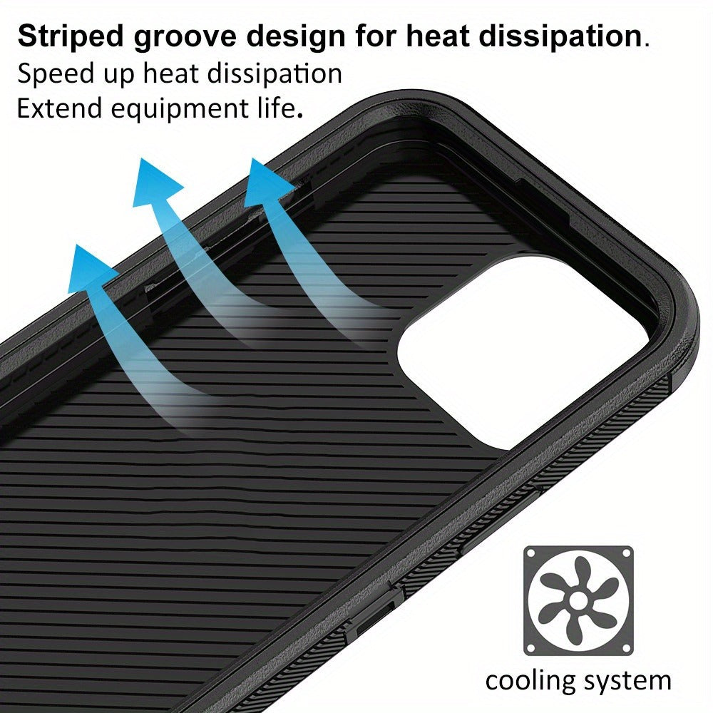 Phone Case Dual-Layer TPU and PC Cover with Rotating Belt Clip Holster for Black iPhone 15 Configuration
