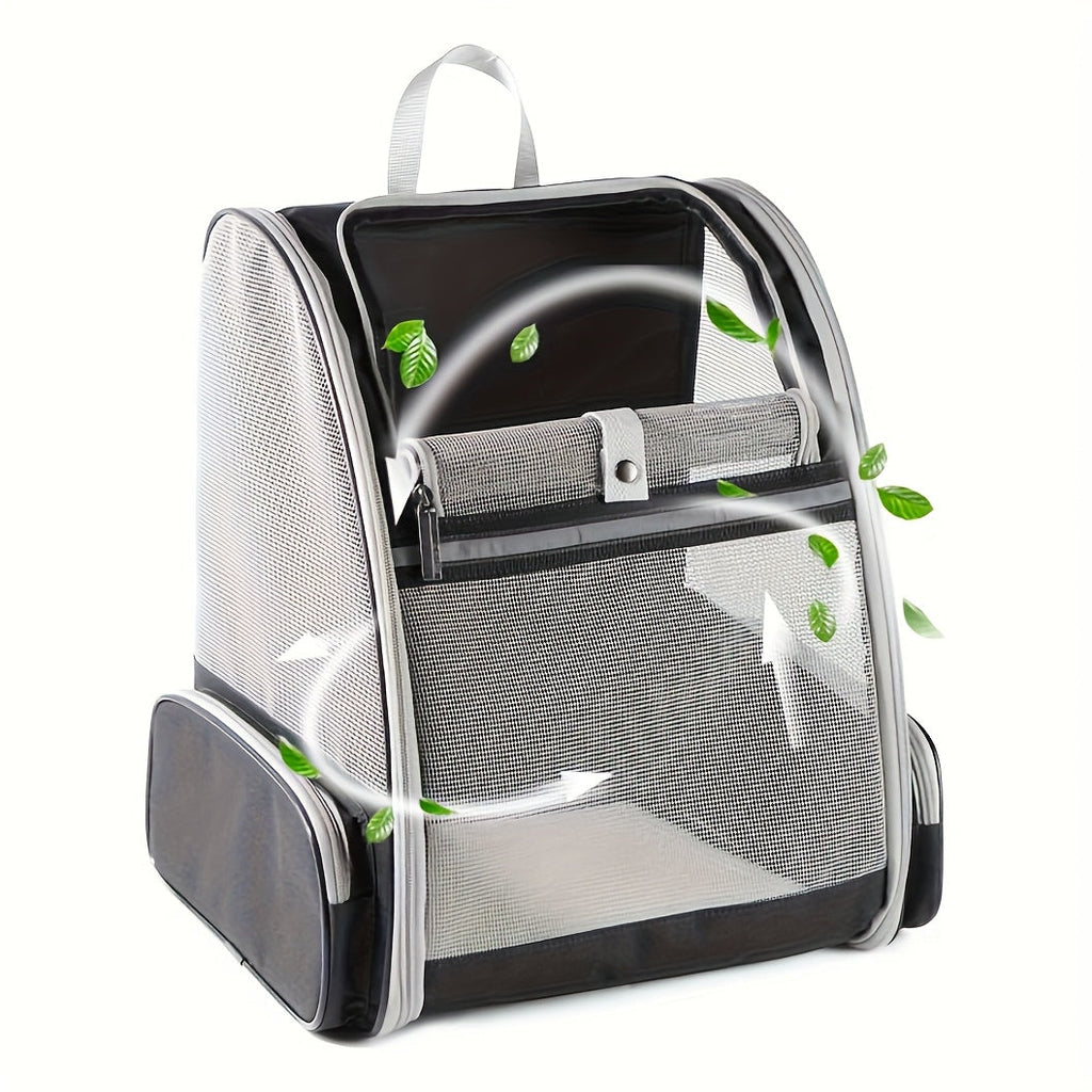 Pet Carrier Backpack for Cats and Dogs, Breathable Mesh Ventilation Transparent Window Foldable Travel Bag with Chest Buckle Removable Mat