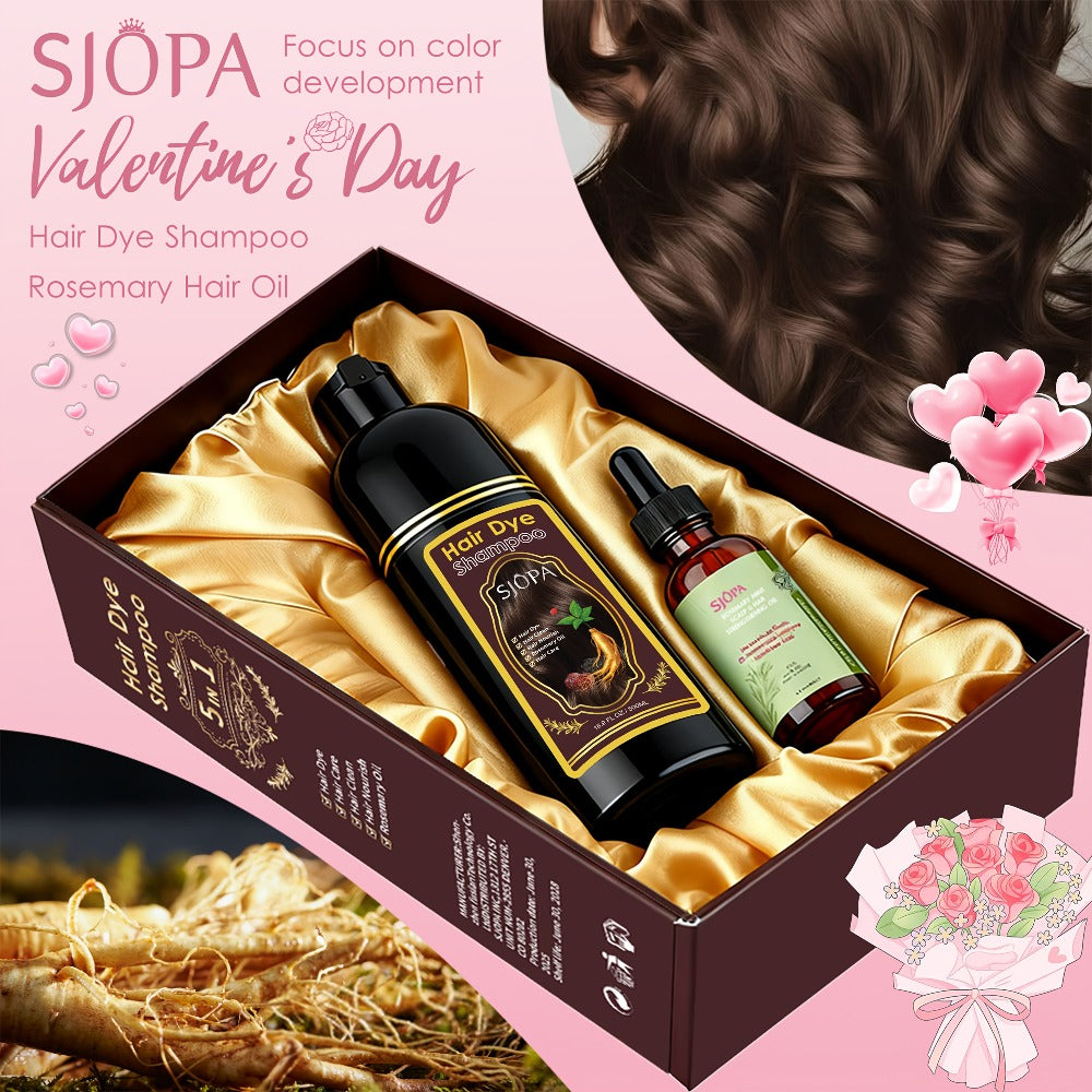 Hair Dye Kit 3-in-1 Color Shampoo with Rosemary Oil 500ml - Natural Safe No Ammonia Quick for Bath Time, Home Spa and Personal Care
