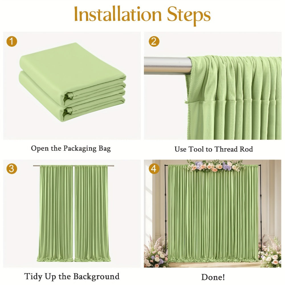Party Backdrop Curtains 2-Pack 59x85 Inch, Non-Transparent Wrinkle-Free Fabric with Pole Pocket for Wedding