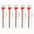 Five-Piece Extended Auger Drill Bit Set with 15-25mm Cutting Heads and Hex Shanks for Wood or Plastic