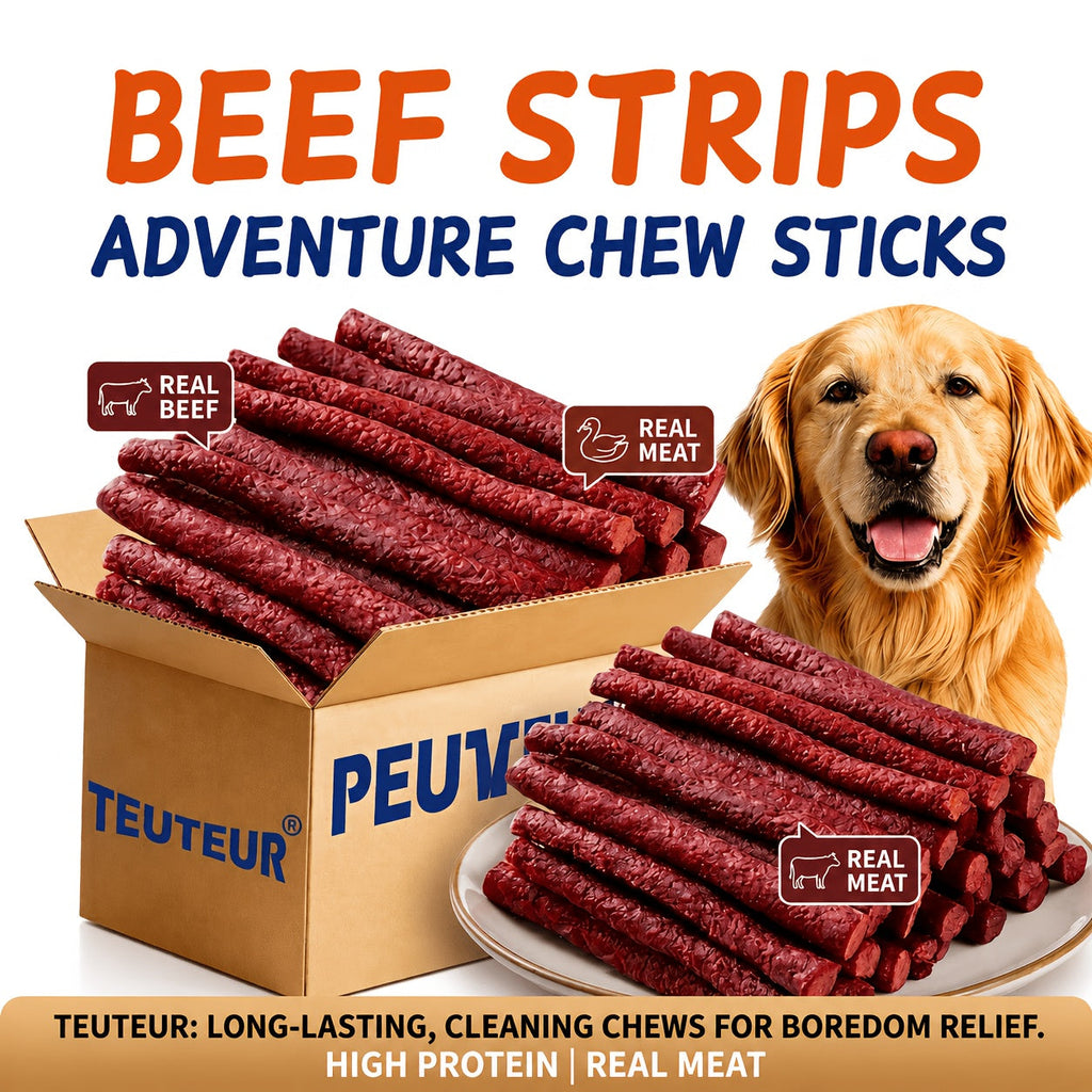 Dog Treats TUTULIFE Beef Tendon Strips and Beef Block Pieces in Three 155g Package Options for Reward Use