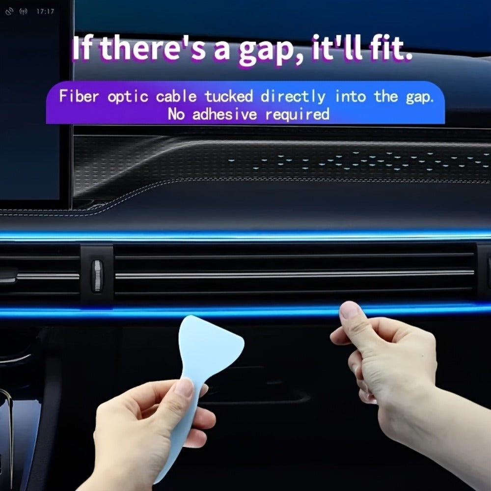 Three-Meter Fiber-Optic Car Interior Ambient Light Strip with App, Remote and Music-Sync Controls