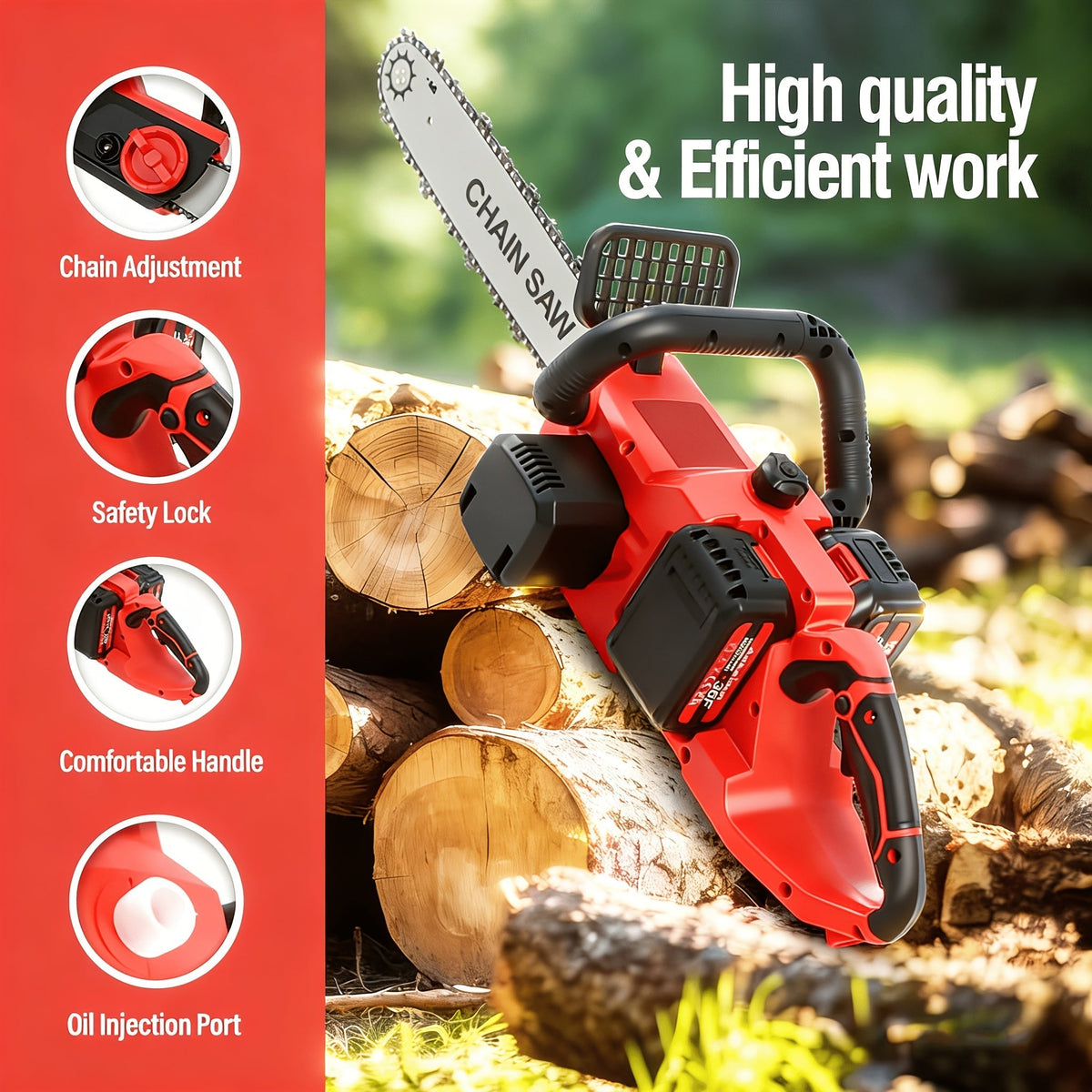 Cordless Brushless Chainsaw Kit with 12- or 16-Inch Guide Bar, Two Batteries, Charger and Cutting Accessories
