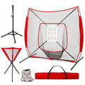 7 x 7 ft Baseball Training Net Set with Batting Tee, Ball Caddy, 12 Practice Balls and Carry Bag