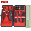 Nail Grooming Tool Case with 10-, 17- or 24-Piece Set Options and Black-and-Red Interior for Home and Travel