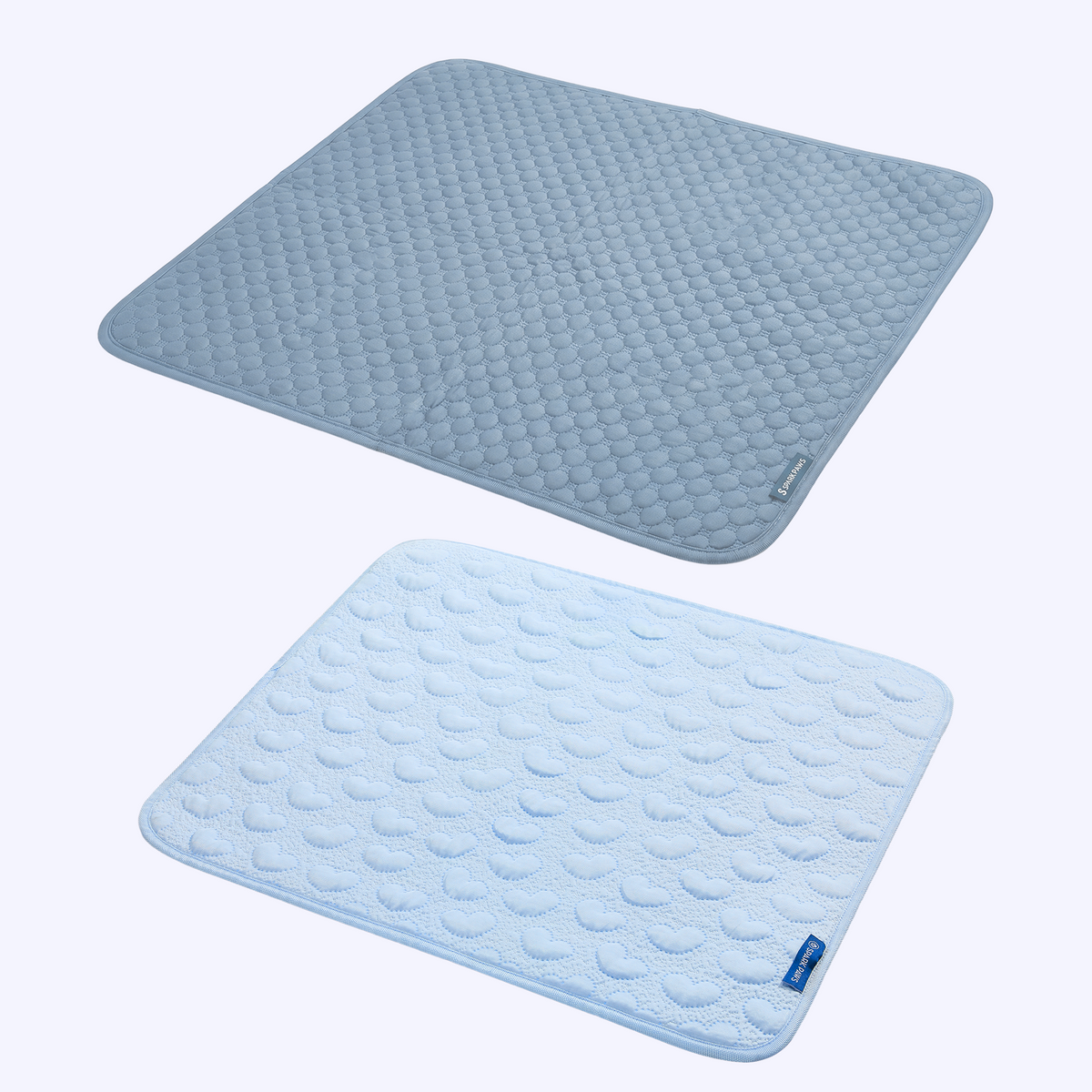 Two-Pack Cooling Dog Mats Ash Blue Hearts Blue / S