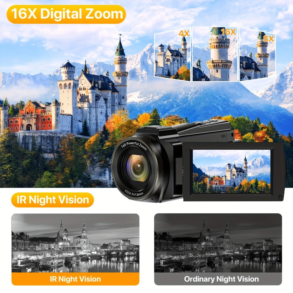5K 30FPS Vlog Camera 48MP UHD WiFi with 16x Digital Zoom, IR Night Vision for an Everyday Personal Care Routine