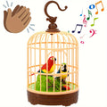 Mini Voice-Activated Birdcage Toy, Chirping & Wing-Fluttering Parrot, Interactive Sound-Responsive Animal Toy