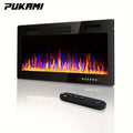Wall Mounted Electric Fireplace Recessed In-Wall Linear Heater Multicolor Flame 750W/1500W Touch Screen for Garden, Patio and Yard Use
