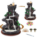 Backflow Incense Burner Waterfall Smoke Effect 2-Side Incense Holder with 120 Backflow Cones for Entryways, Bedrooms and Living Spaces