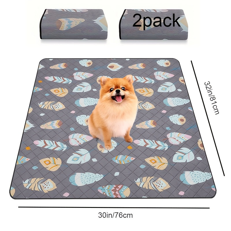 Dog Training Pads Washable Gray Pattern Mat with Four Size-Pack Options and Non-Slip Moisture Barrier