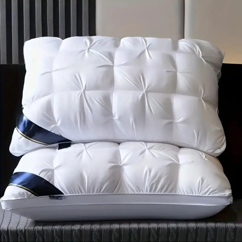 Hotel Quality Pillow Soft Polyester Fiber Deep Sleep Neck Support – No Collapse All Season Machine Washable Satin Cover Zipper Closure White