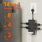 Power Strip Outlet Extender Surge Protector 8 AC Outlets 6 USB Charging Ports 4 USB-A 2 USB-C for an Everyday Personal Care Routine
