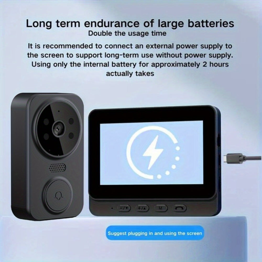 No WiFi Video Doorbell with 4.3" Indoor Monitor 1080P FHD, 120° Wide Angle, 850nm Night Vision, Two-Way Video Intercom