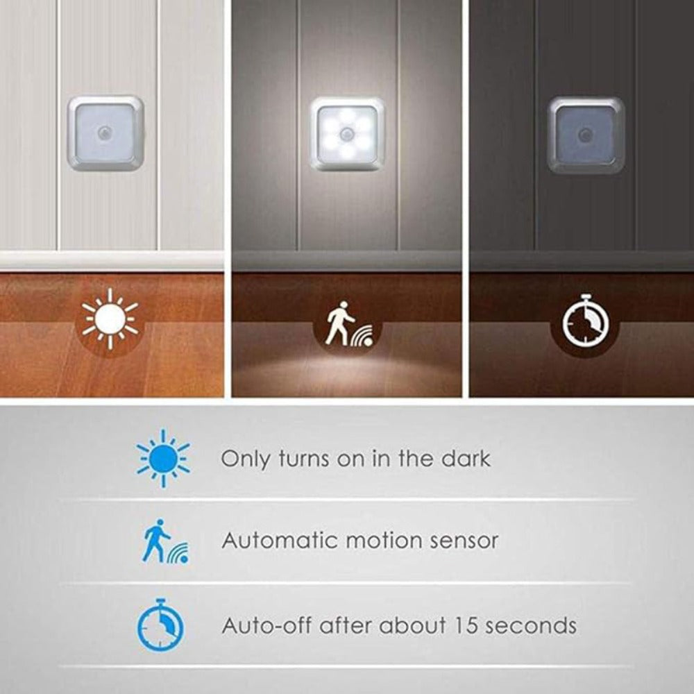 Two-Piece Square Battery Night Light Set with Motion Sensors in Cool or Warm Light Options