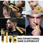 USB Precision Hair Clipper Set for Men, Wireless Electric Clippers & Nose Trimmer Shaver for Everyday Face, Beard and Body Grooming