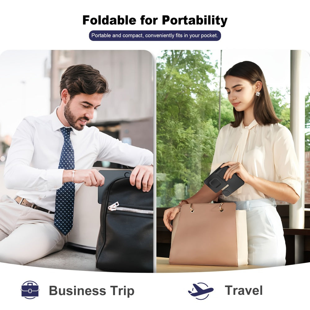 Wireless Charging Station, Foldable 3-in-1 15W Portrait-Landscape Stand with Four Black or White Adapter Options