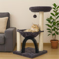 Cat Tree Tower 27.8 Inch Multi-Level – FluffyDream Indoor Cat Tree with Scratching Posts, Plush Basket, Top Perch & Dangling Ball
