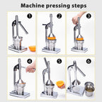 Manual Citrus Juicer Stainless Steel Lemon Squeezer with Lever Press for Home Cooking, Dining and Outdoor Meals