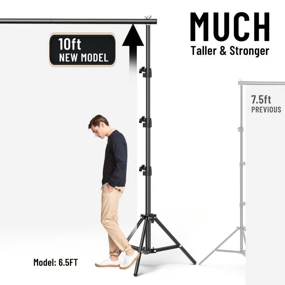 10x10ft Heavy Duty Backdrop Stand Kit – Photography Background Support System with 2 Stands, 4 Crossbars, 4 Clamps & Carry Bag for Photo