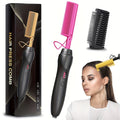 Electric Hot Comb Hair Styling Tool with Ceramic Heater, Holder, Two Clips and Five Color Options