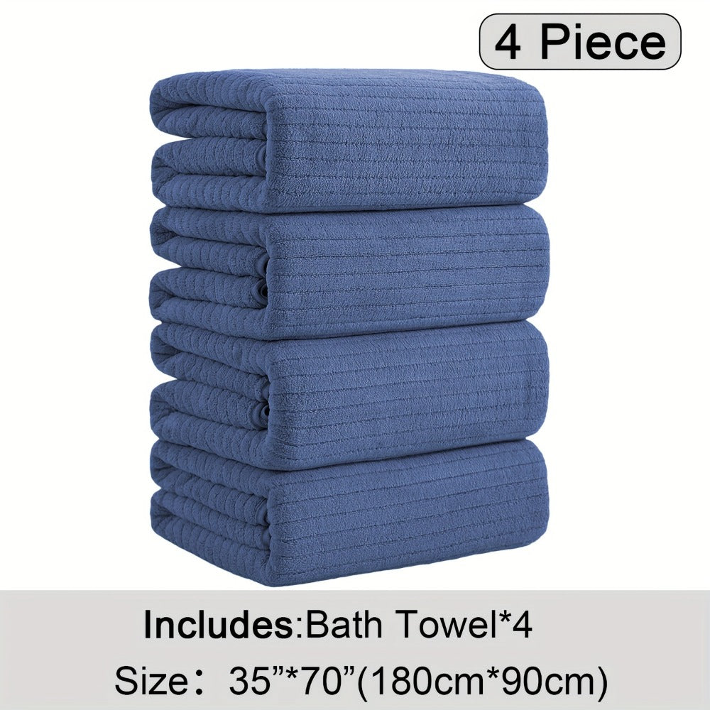 Bath Towels Set 4-Pack Oversized 35 x 70 Inch Microfiber Sheets in 13 Solid Color Options for Home and Guest Use