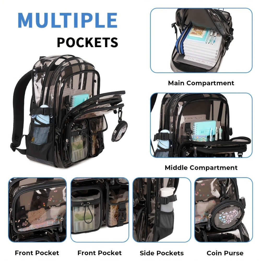 Backpack for Women – PVC, Clear, Transparent, Large Capacity – detail view 9