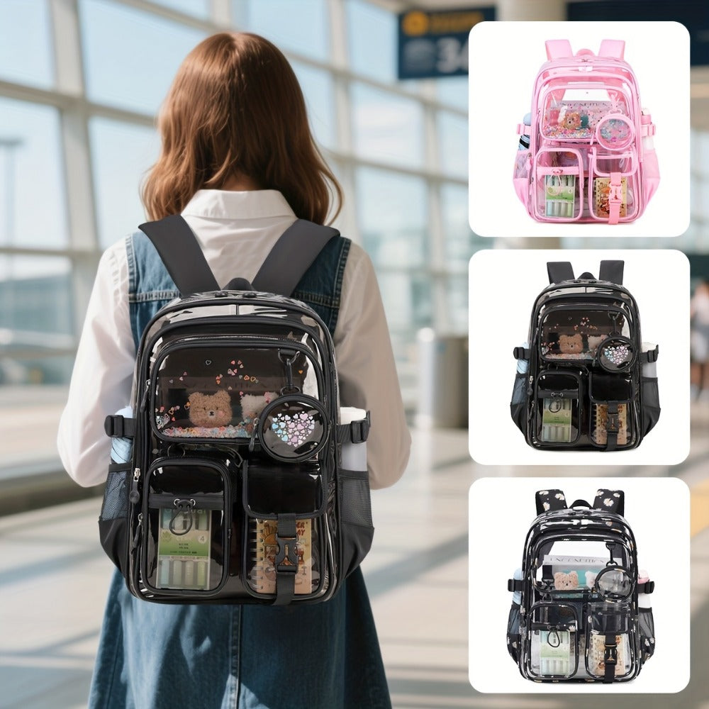 Backpack for Women – PVC, Clear, Transparent, Large Capacity – front view