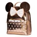 Mini Character Backpack with Mouse Ear Silhouette, 11-Inch Faux Leather Daypack and Detachable Pouch