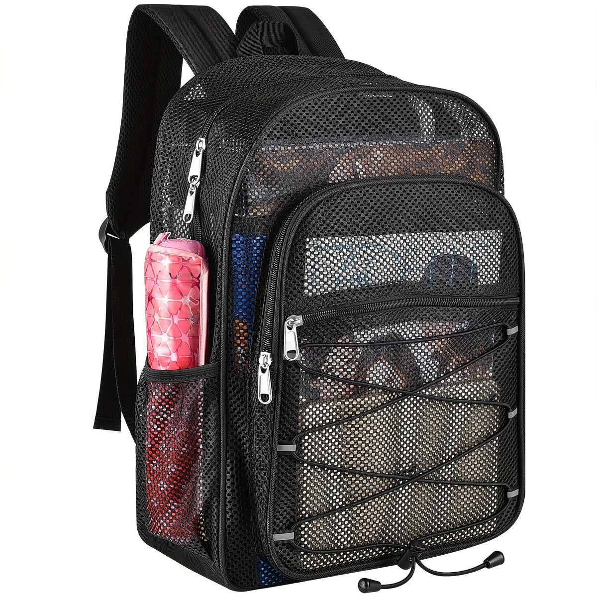 Backpack with 20L Breathable Mesh, Front Zip Pocket, Side Bottle Holders and 2 Colors for Gym and Travel