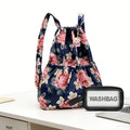 Backpack 3-Piece Floral Travel Set with Foldable Daypack, Drawstring Bag and 6 Style Options