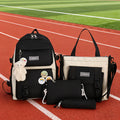 Backpack 5-Piece Black School Set with Large Daypack, Tote, Crossbody and 2 Accessory Pouches