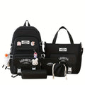 Backpack 5-Piece School Set with Laptop Daypack, Tote, Crossbody, Pencil Case and Charm Accessories