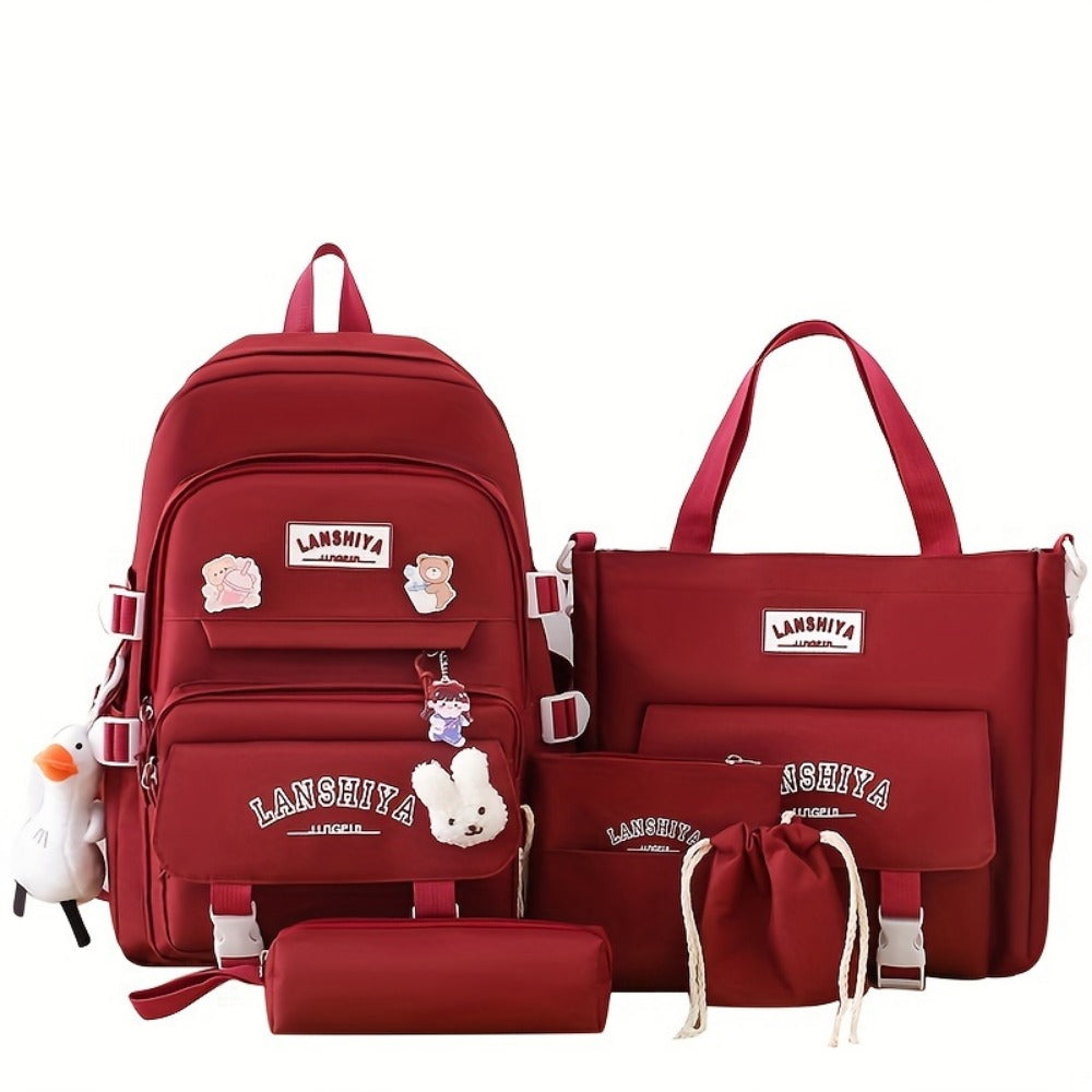 Backpack for Women – 5 Piece, Large Capacity, for School – detail view 6