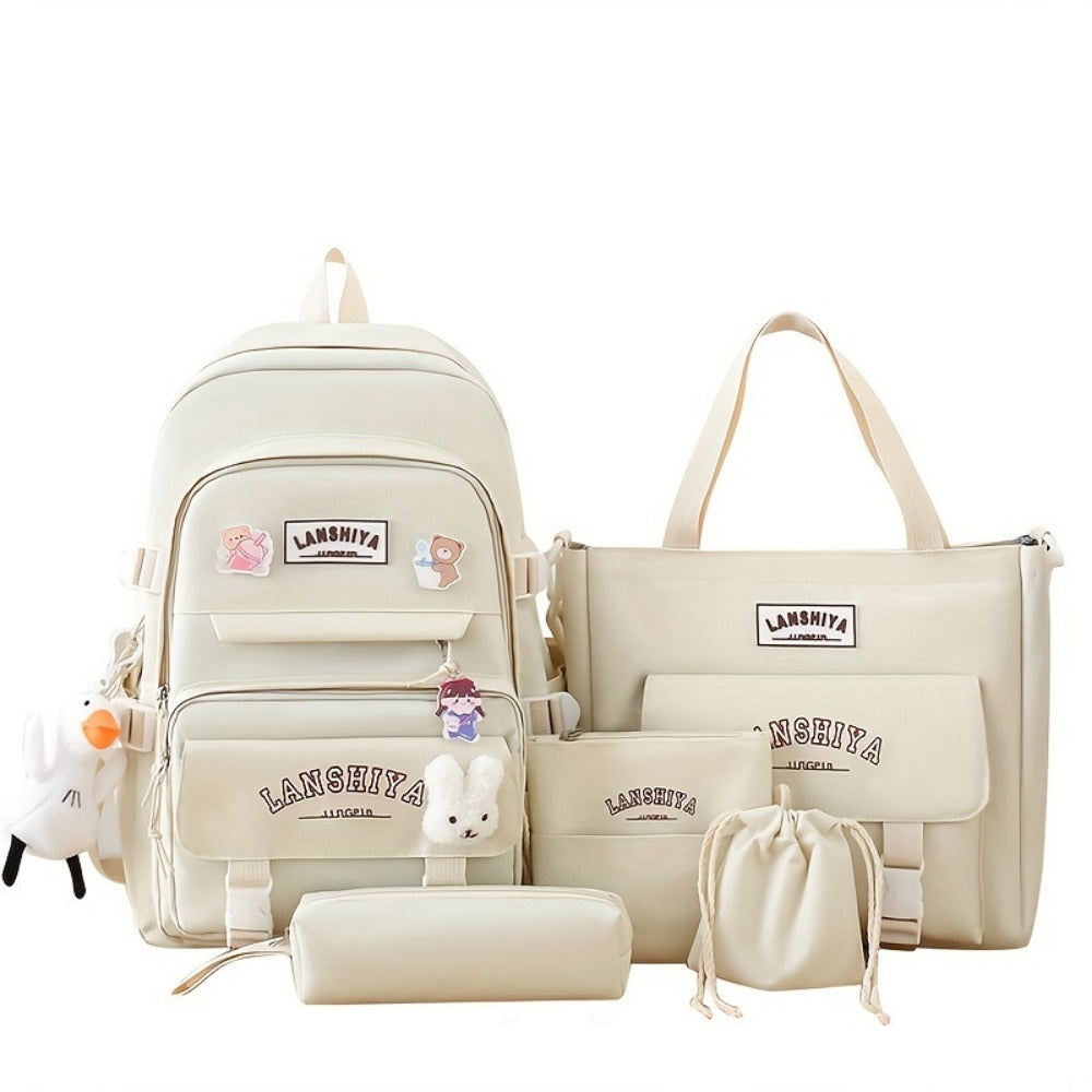 Backpack for Women – 5 Piece, Lightweight, Large Capacity, for School – detail view 12