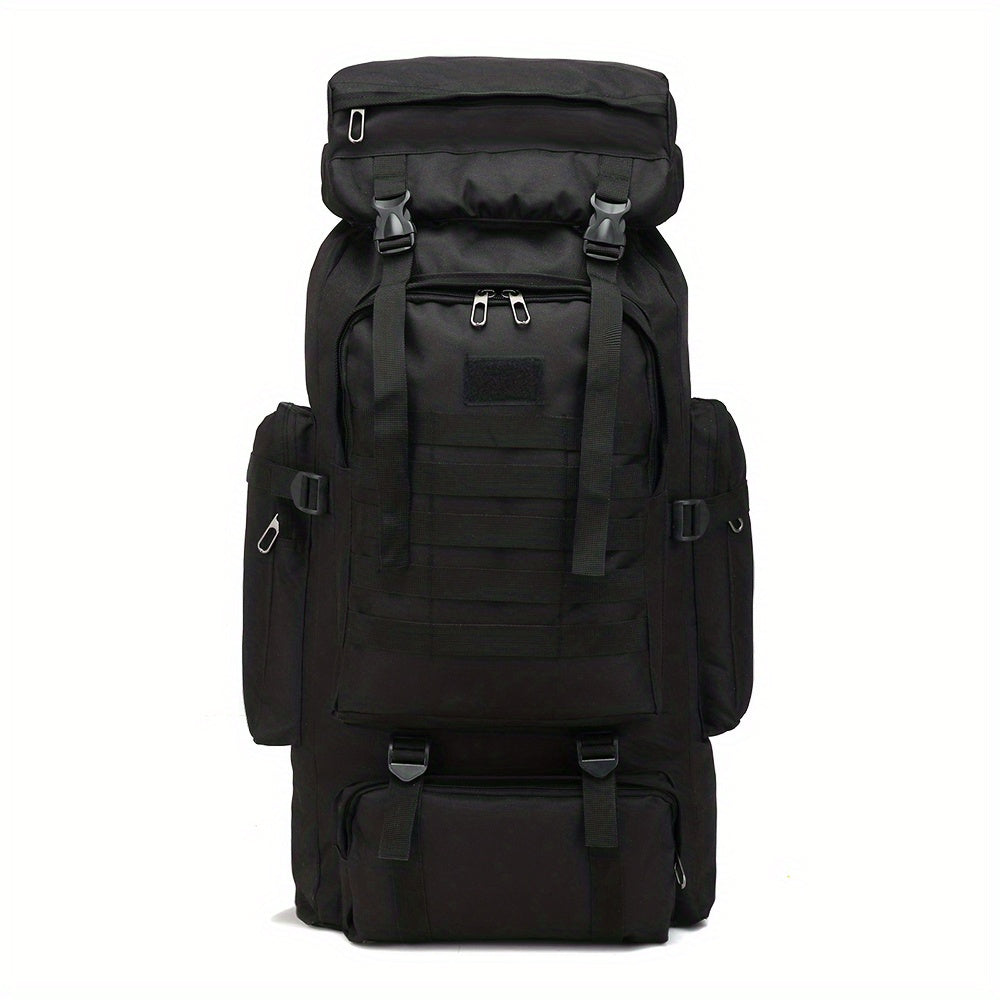 Backpack with 80L Capacity, Shoe Compartment, MOLLE Webbing and 7 Solid or Camouflage Colors