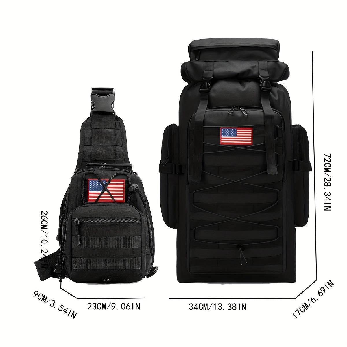 Backpack Convertible Sling Rucksack with Drawstring Closure, MOLLE Webbing and 2 Classic Colors
