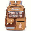 Backpack with Capybara Face Applique, Large School Storage, Adjustable Straps and 3 Print Styles