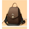 Backpack Purse with Striped Texture, Gold-Tone Studs, Drawstring Top and 2 Classic Colors for Daily Carry
