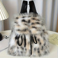 Backpack Mini Purse in Plush Fuzzy Fabric with Flap, Drawstring and 2 Animal-Inspired Styles