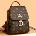 Backpack with Vintage Print, Drawstring Flap, Multiple Pockets and 2 Casual Pattern Options