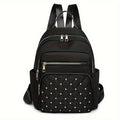 Rivet Tassel Backpack with Large-Capacity Nylon Storage, Fashion Daypack in Black or White