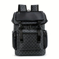Backpack in Black PU Leather with Multi-Pocket Sling Shape, Tablet Sleeve and Ventilated Mesh Back