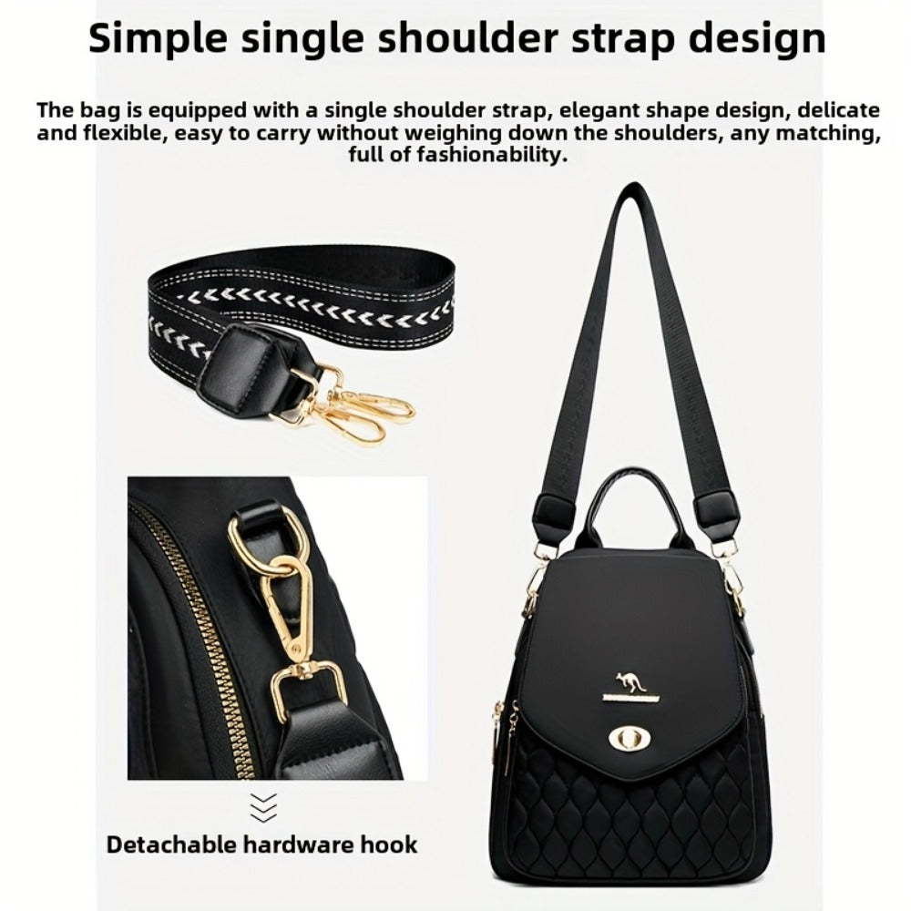 Backpack for Women – for Travel & Work, Fashion Stripe Texture Pattern Golden – detail view 11
