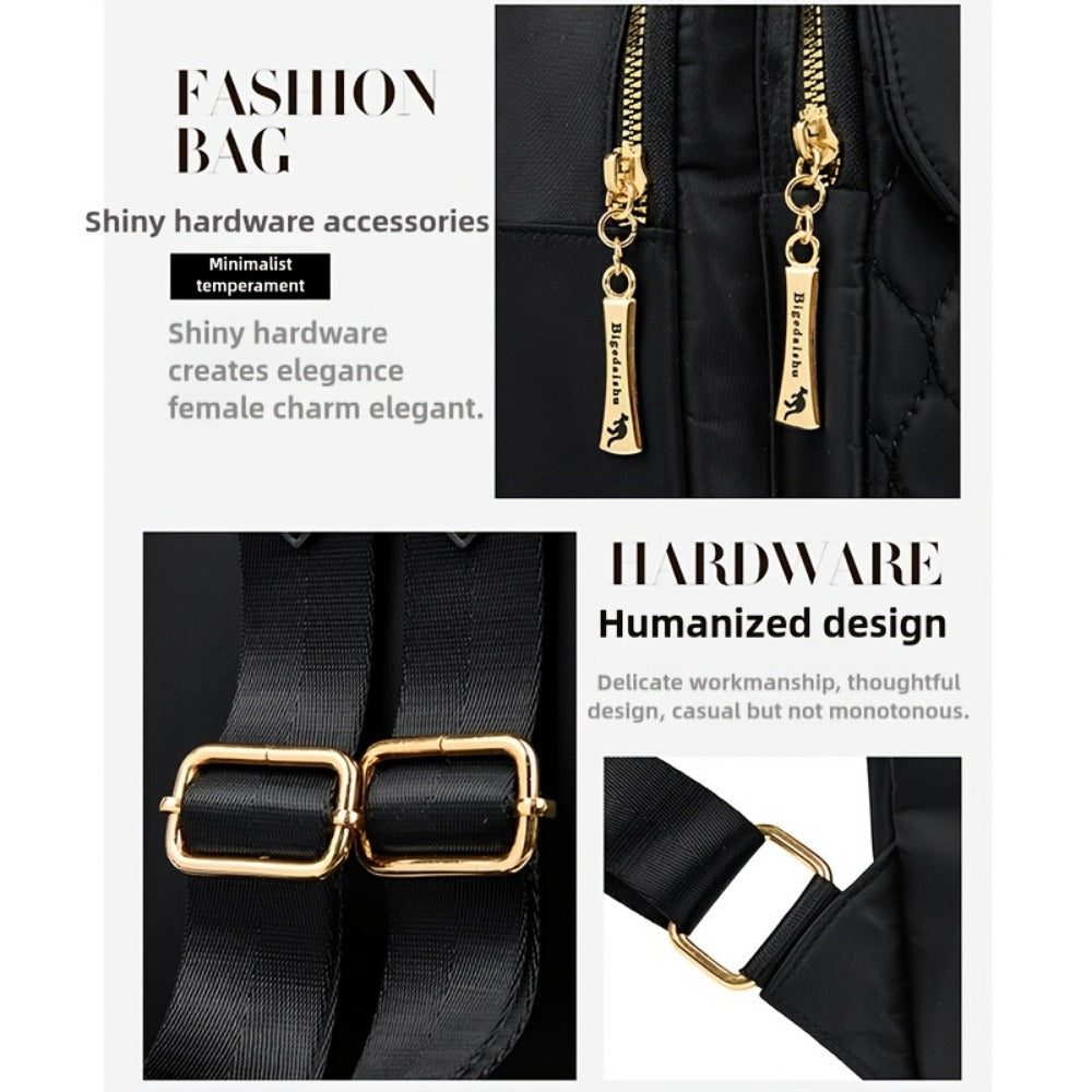 Backpack for Women – for Travel & Work, Fashion Stripe Texture Pattern Golden – detail view 13