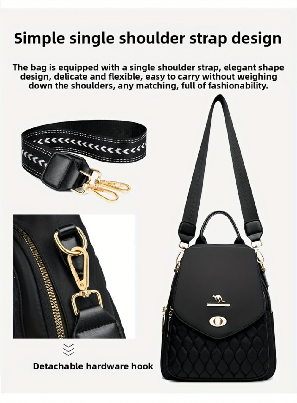 Backpack for Women – for Travel & Work, Fashion Stripe Texture Pattern Golden – detail view 19