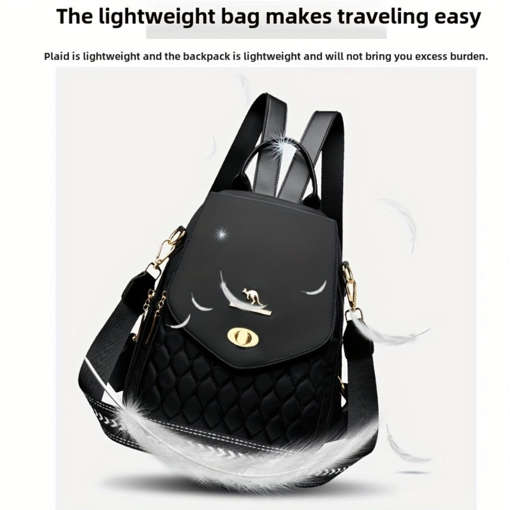 Backpack for Women – for Travel & Work, Fashion Stripe Texture Pattern Golden – detail view 3