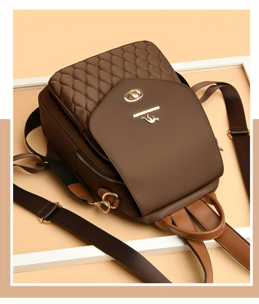 Backpack for Women – for Travel & Work, Fashion Stripe Texture Pattern Golden – detail view 30