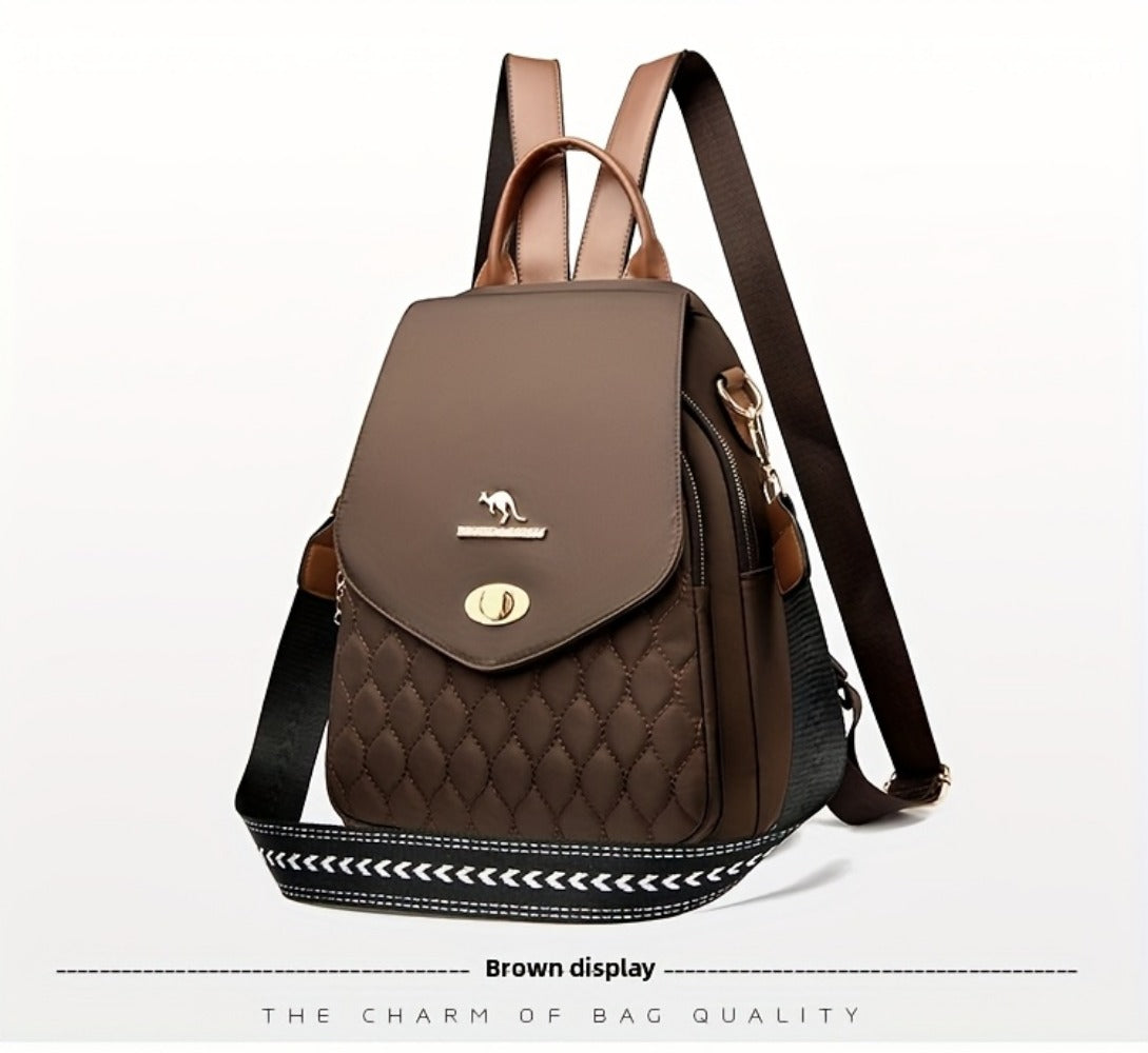 Backpack for Women – for Travel & Work, Fashion Stripe Texture Pattern Golden – detail view 43